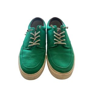 Polo Ralph Lauren. Mens Size 10D Green Lace-up Canvas Loafers